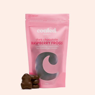 Dark Chocolate Coated Raspberry Frogs - Coated Australia - Melbourne Chocolates