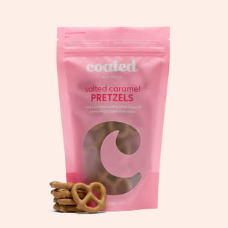Salted Caramel Chocolate Coated Pretzels - Coated Australia - Melbourne Chocolates